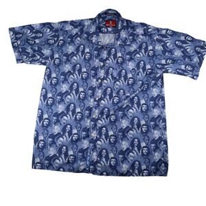 Vintage Y2k Alberto Bandit Allover Icon Print Button Down Shirt
